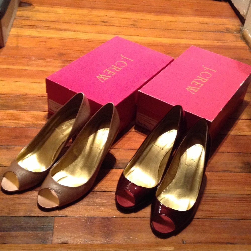 Two pair of peep toe j. Crew heels